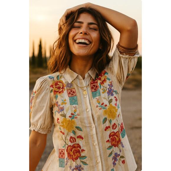 Johnny Was PETUNIA SMOCKED LISBON FLORAL BOHO EMBROIDERY XS - Picture 10 of 10